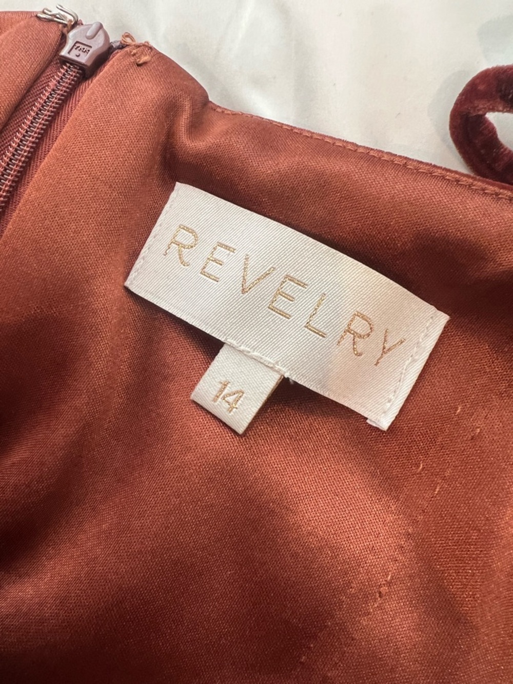REVELRY Velvet Rory dress - size 14, color terracotta - Picture 4 of 5